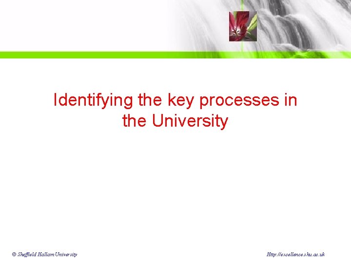 Identifying the key processes in the University © Sheffield Hallam University Http: //excellence. shu.