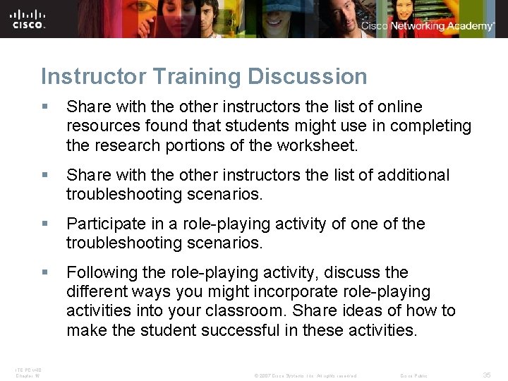 Instructor Training Discussion § Share with the other instructors the list of online resources