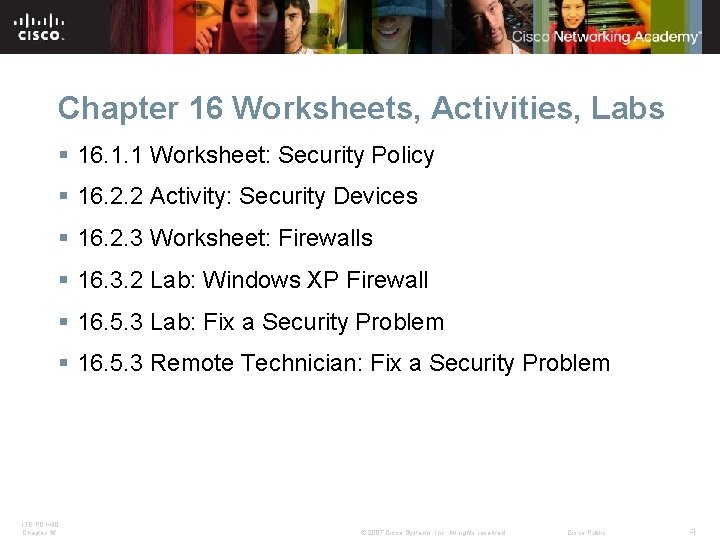 Chapter 16 Worksheets, Activities, Labs § 16. 1. 1 Worksheet: Security Policy § 16.