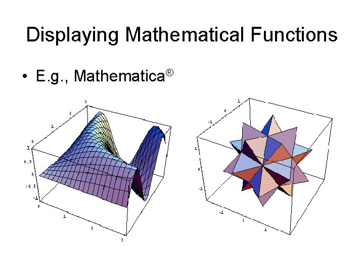 Displaying Mathematical Functions • E. g. , Mathematica® Displaying Mathematical Functions • E. g. , Mathematica®