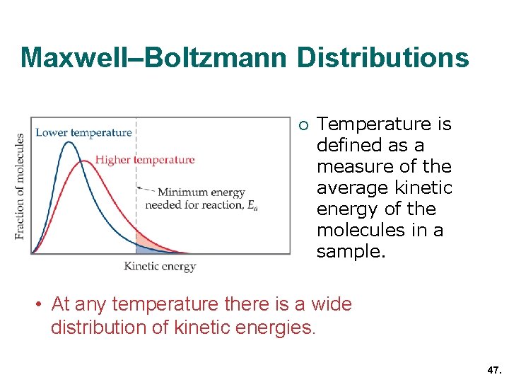 Maxwell–Boltzmann Distributions ¡ Temperature is defined as a measure of the average kinetic energy