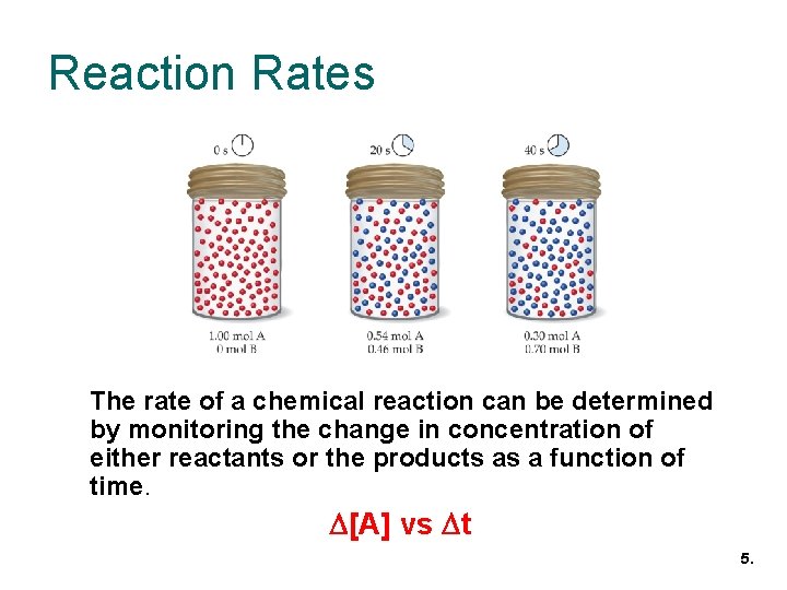 Reaction Rates The rate of a chemical reaction can be determined by monitoring the