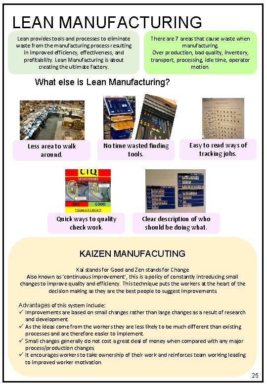 LEAN MANUFACTURING Lean provides tools and processes to eliminate waste from the manufacturing process