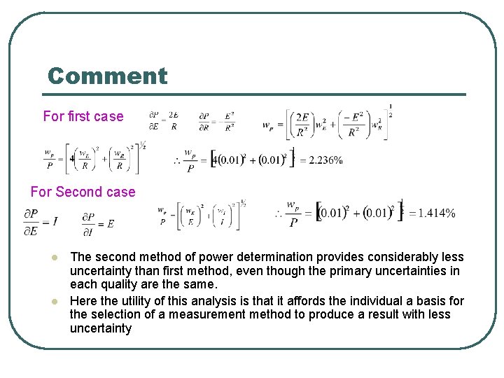 Comment For first case For Second case l l The second method of power Comment For first case For Second case l l The second method of power