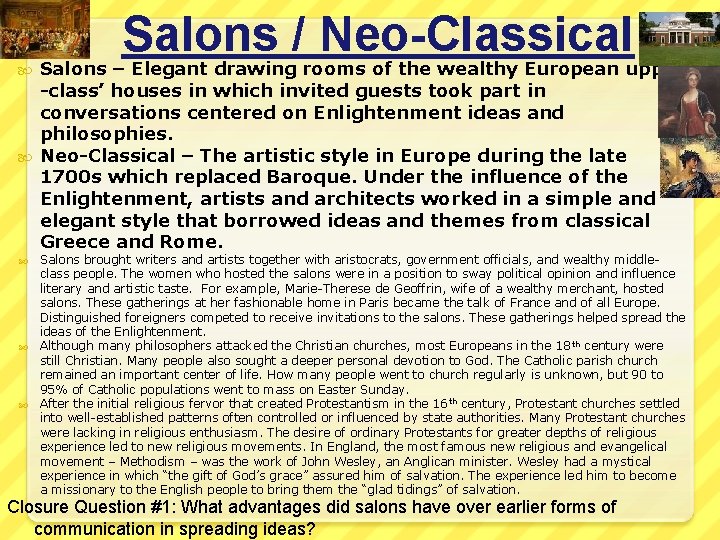 Salons / Neo-Classical Salons – Elegant drawing rooms of the wealthy European upper -class’