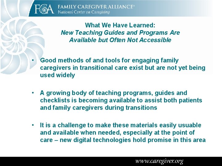 What We Have Learned: New Teaching Guides and Programs Are Available but Often Not