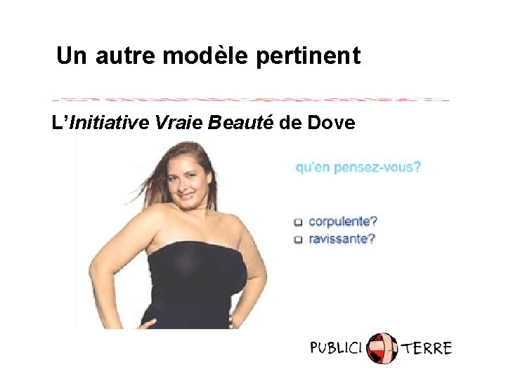 Un autre modèle pertinent L’Initiative Vraie Beauté de Dove 