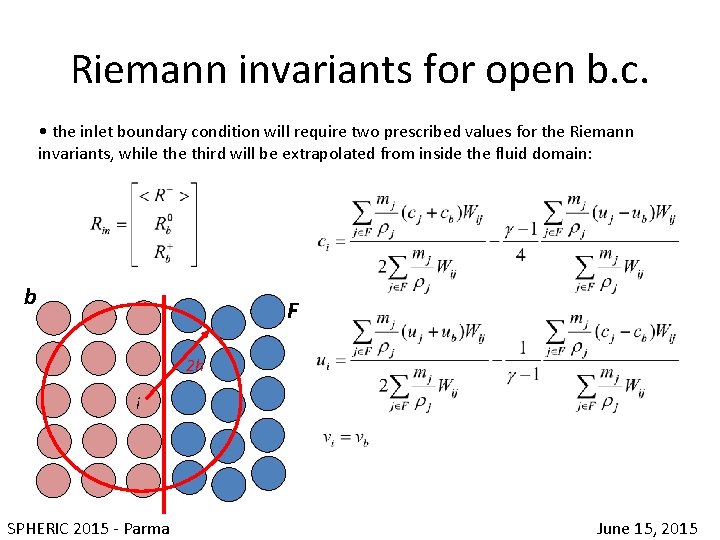 Riemann invariants for open b. c. • the inlet boundary condition will require two