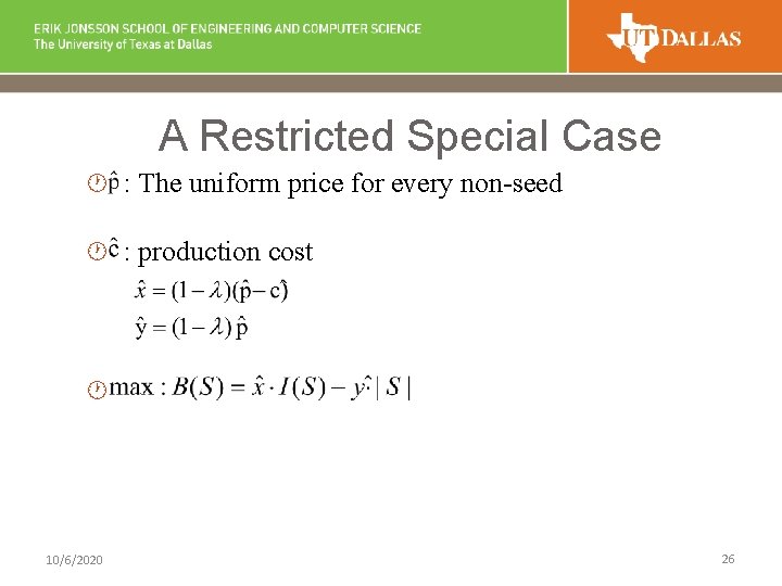 A Restricted Special Case · : The uniform price for every non-seed · :
