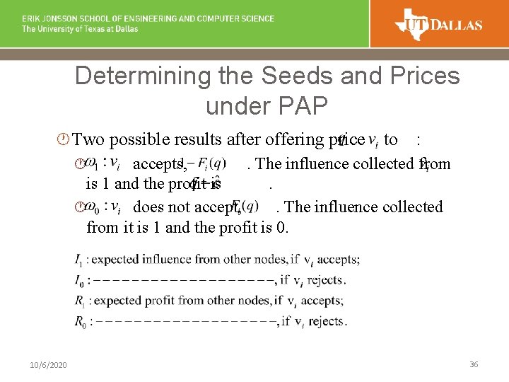 Determining the Seeds and Prices under PAP · Two possible results after offering price