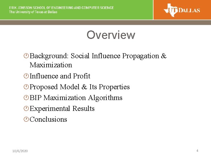 Overview · Background: Social Influence Propagation & Maximization · Influence and Profit · Proposed