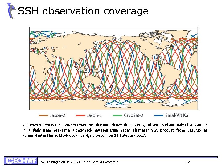 SSH observation coverage Sea-level anomaly observation coverage. The map shows the coverage of sea-level