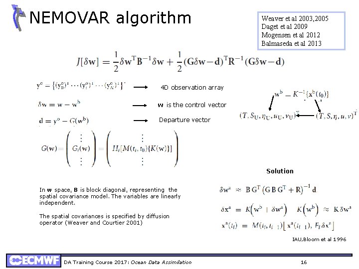 NEMOVAR algorithm Weaver et al 2003, 2005 Daget et al 2009 Mogensen et al