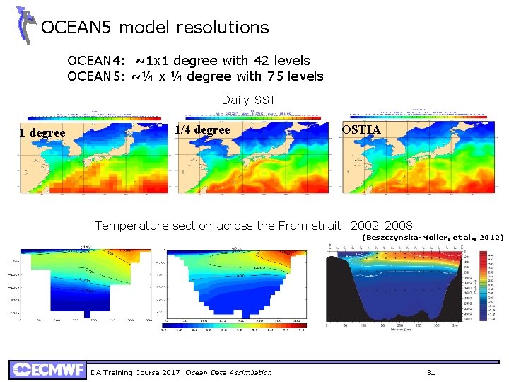 OCEAN 5 model resolutions OCEAN 4: ~1 x 1 degree with 42 levels OCEAN