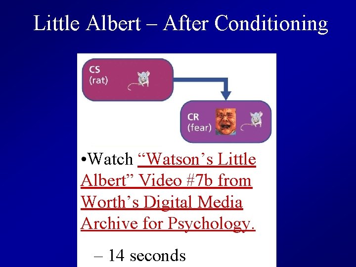 Little Albert – After Conditioning • Watch “Watson’s Little Albert” Video #7 b from