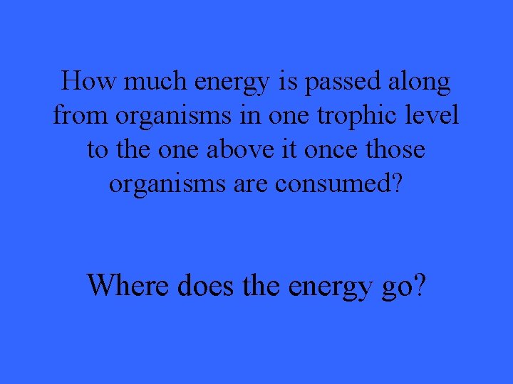 How much energy is passed along from organisms in one trophic level to the