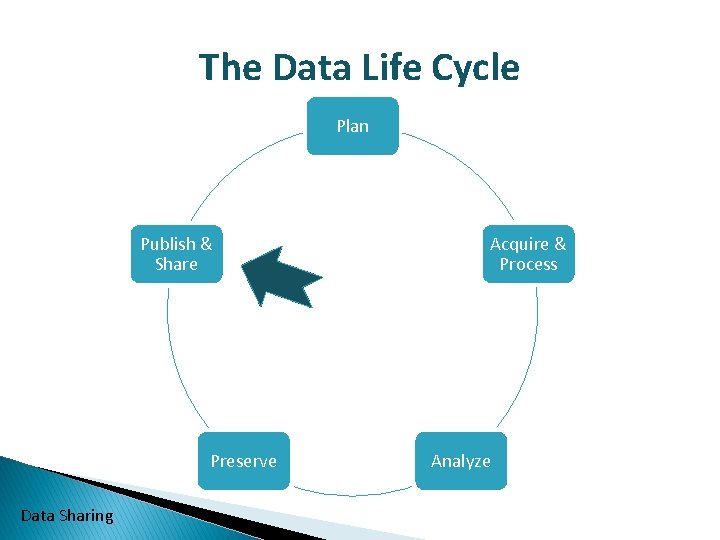 The Data Life Cycle Plan Publish & Share Preserve Data Sharing Acquire & Process