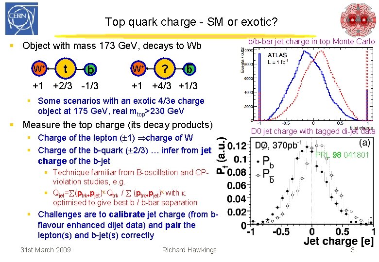 Top quark charge - SM or exotic? § Object with mass 173 Ge. V,