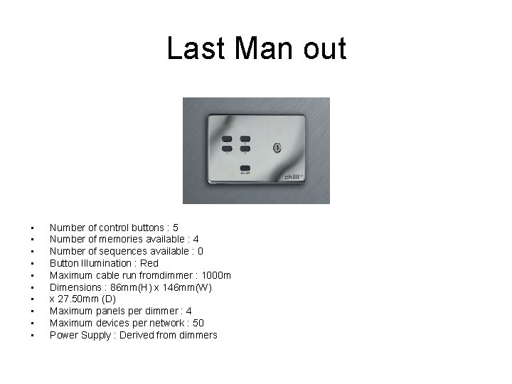 Last Man out • • • Number of control buttons : 5 Number of