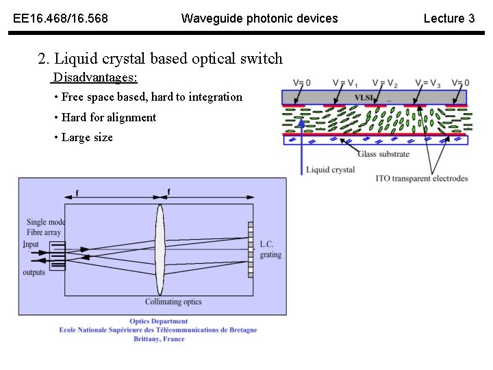 EE 16. 468/16. 568 Waveguide photonic devices 2. Liquid crystal based optical switch Disadvantages: