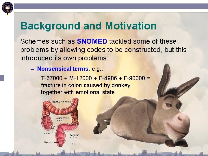 Background and Motivation Schemes such as SNOMED tackled some of these problems by allowing