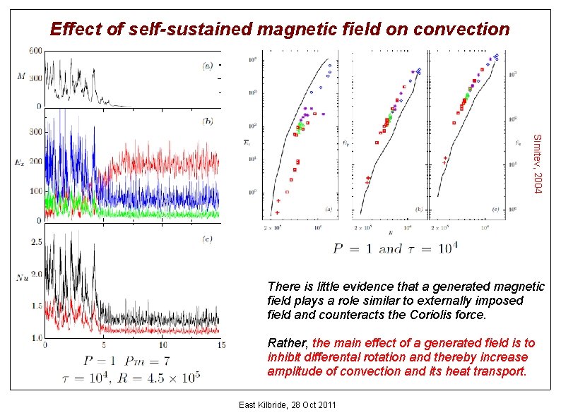 Effect of self-sustained magnetic field on convection Simitev, 2004 There is little evidence that