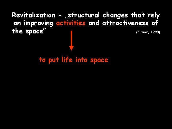 Revitalization - „structural changes that rely on improving activities and attractiveness of the space”