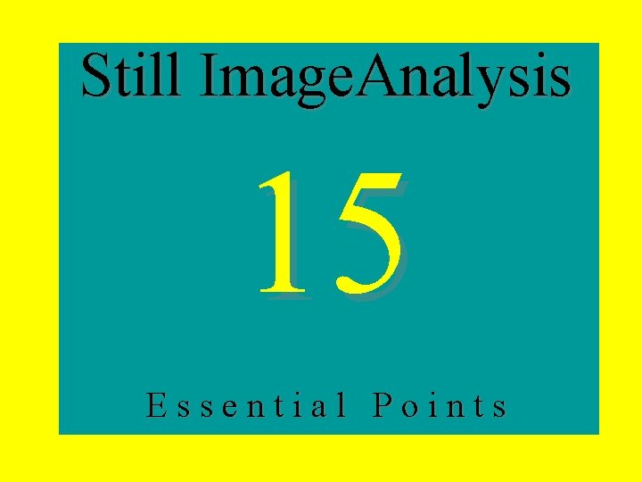 Still Image. Analysis 15 Essential Points 