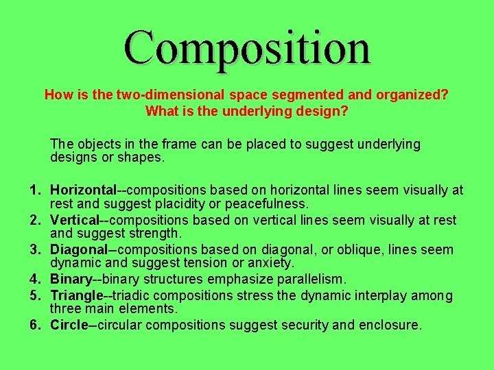 Composition How is the two-dimensional space segmented and organized? What is the underlying design?
