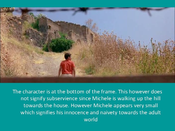  The character is at the bottom of the frame. This however does not