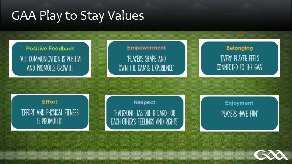 GAA Play to Stay Values 