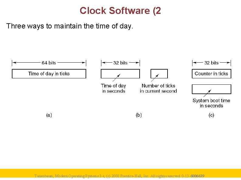 Clock Software (2 Three ways to maintain the time of day. Tanenbaum, Modern Operating