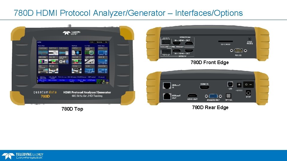 780 D HDMI Protocol Analyzer/Generator – Interfaces/Options 780 D Front Edge 780 D Top