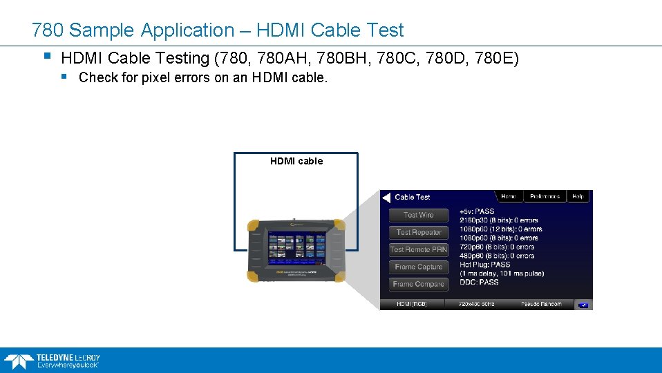 780 Sample Application – HDMI Cable Test § HDMI Cable Testing (780, 780 AH,