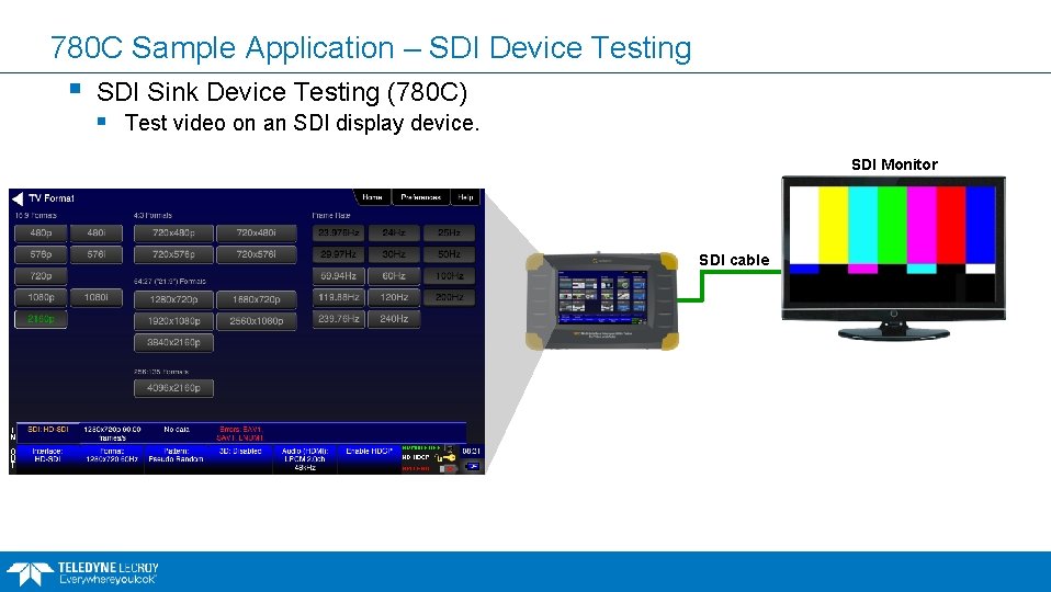 780 C Sample Application – SDI Device Testing § SDI Sink Device Testing (780