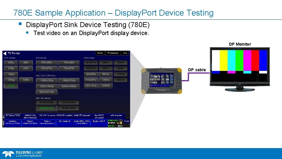 780 E Sample Application – Display. Port Device Testing § Display. Port Sink Device