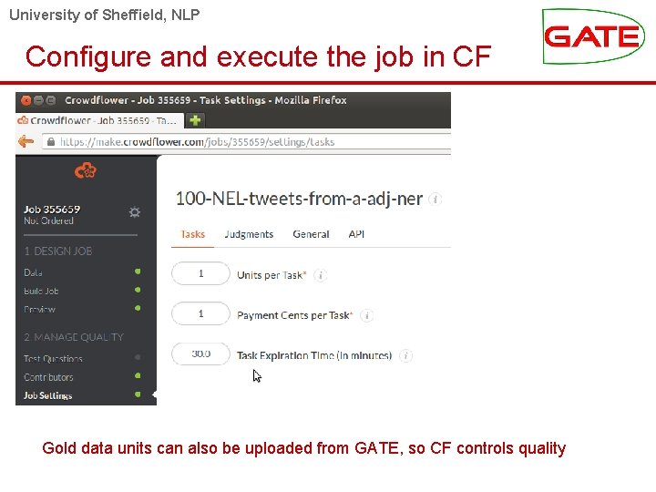 University of Sheffield, NLP Configure and execute the job in CF Gold data units