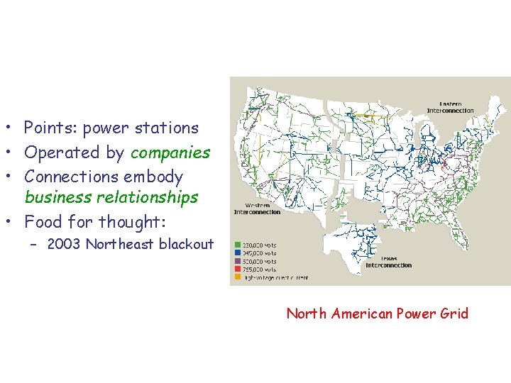 • Points: power stations • Operated by companies • Connections embody business relationships • Points: power stations • Operated by companies • Connections embody business relationships