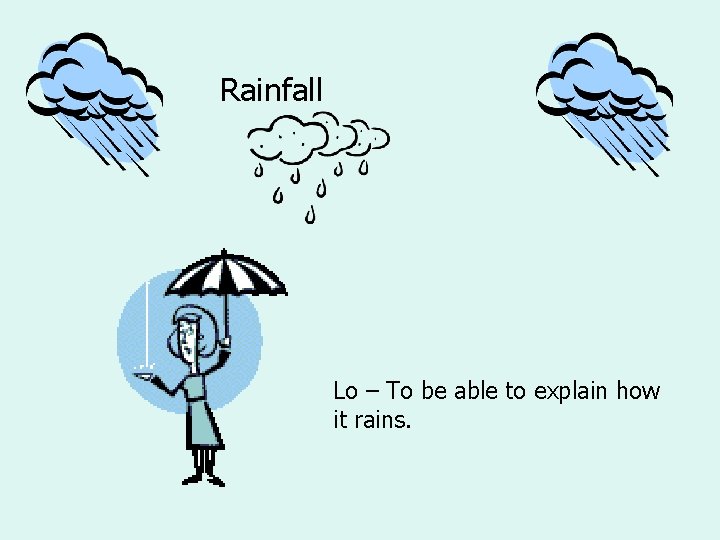 Rainfall Lo – To be able to explain how it rains. 