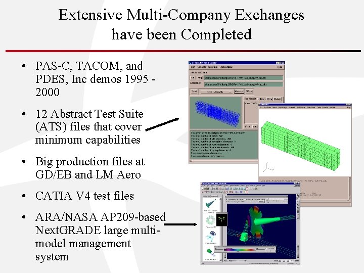 Extensive Multi-Company Exchanges have been Completed • PAS-C, TACOM, and PDES, Inc demos 1995