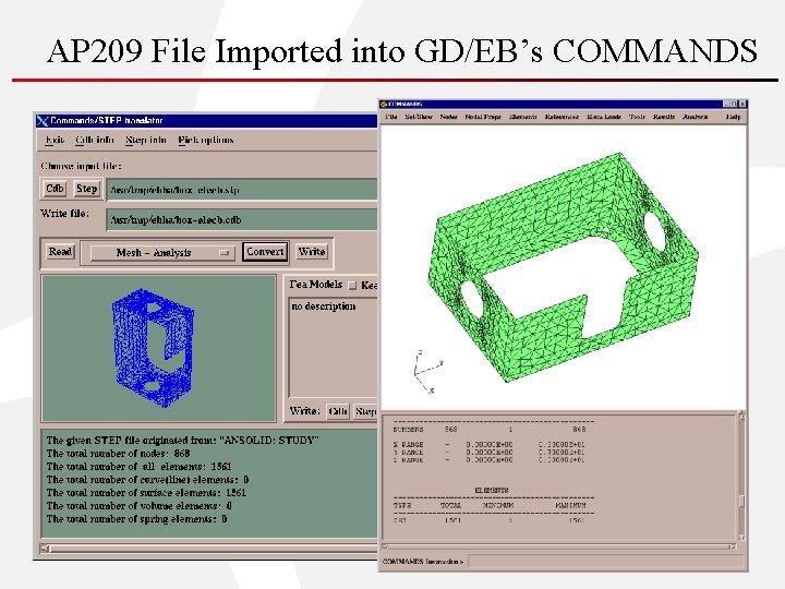 AP 209 File Imported into GD/EB’s COMMANDS 