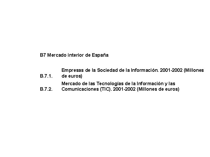 B 7 Mercado interior de España B. 7. 1. Empresas de la Sociedad de