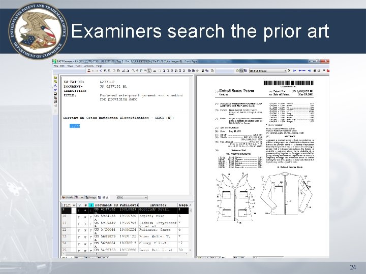 Examiners search the prior art 24 