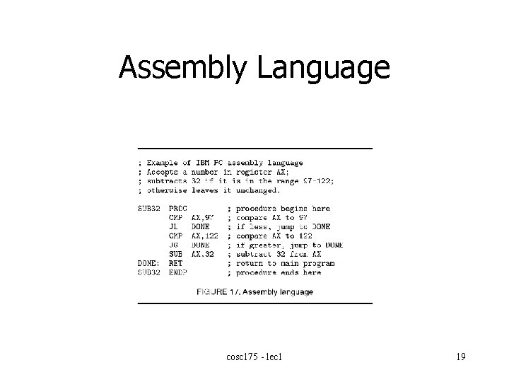 Assembly Language cosc 175 - lec 1 19 