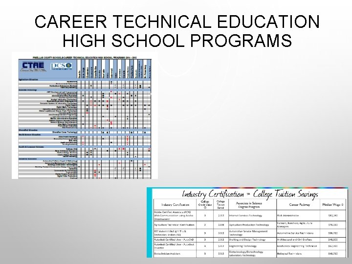 CAREER TECHNICAL EDUCATION HIGH SCHOOL PROGRAMS 