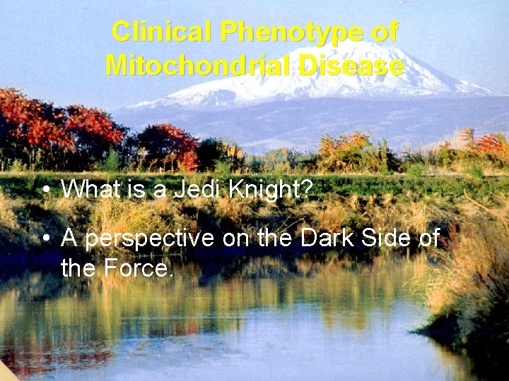Clinical Phenotype of Mitochondrial Disease • What is a Jedi Knight? • A perspective