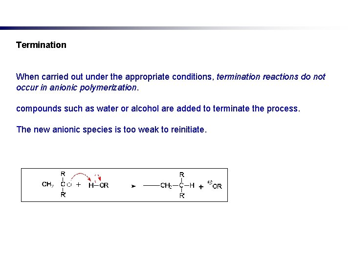 Termination When carried out under the appropriate conditions, termination reactions do not occur in
