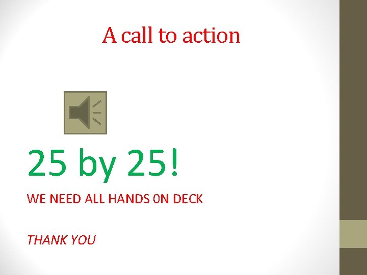 A call to action 25 by 25! WE NEED ALL HANDS 0 N DECK