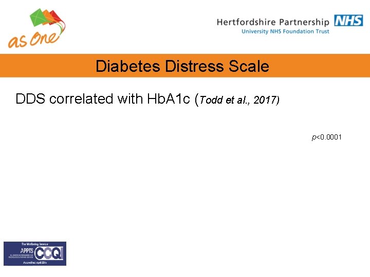 Diabetes Distress Scale DDS correlated with Hb. A 1 c (Todd et al. , Diabetes Distress Scale DDS correlated with Hb. A 1 c (Todd et al. ,