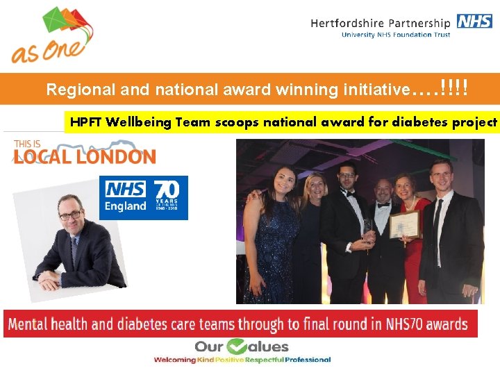 Regional and national award winning initiative…. !!!! HPFT Wellbeing Team scoops national award for Regional and national award winning initiative…. !!!! HPFT Wellbeing Team scoops national award for